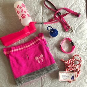 Dog supplies - collars, harness, bottle, bell